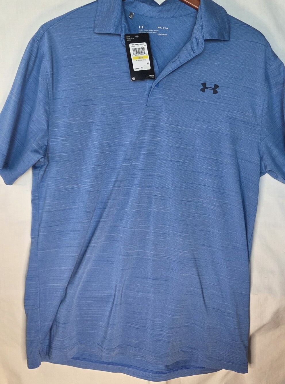 NWT Under Armour UA Golf Polo Shirt Performance Loose Fit Sky Blue Casual Sz M